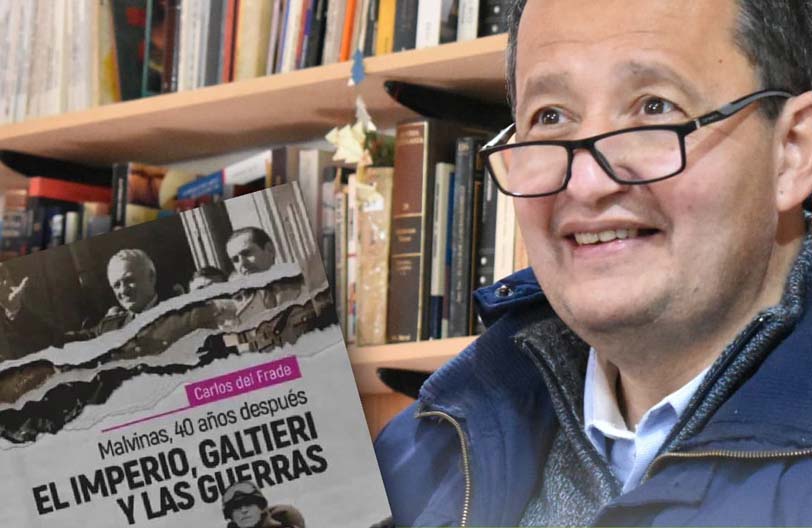 Carlos Del Frade en Baigorria presentando su libro “Malvinas, 40 años después (El Imperio, Galtieri, y las Guerras)”