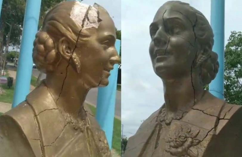 Vandalizaron un busto de Eva Perón en Granadero Baigorria